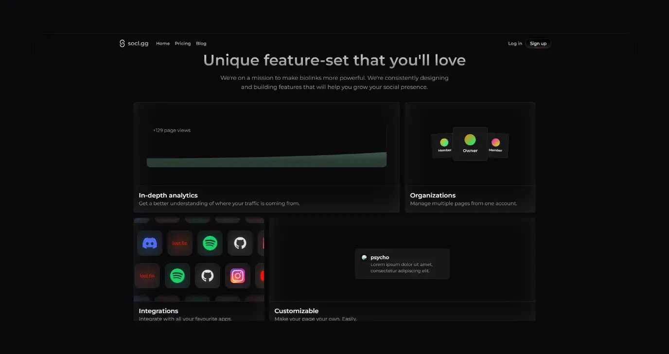 Soclgg account dashboard interface