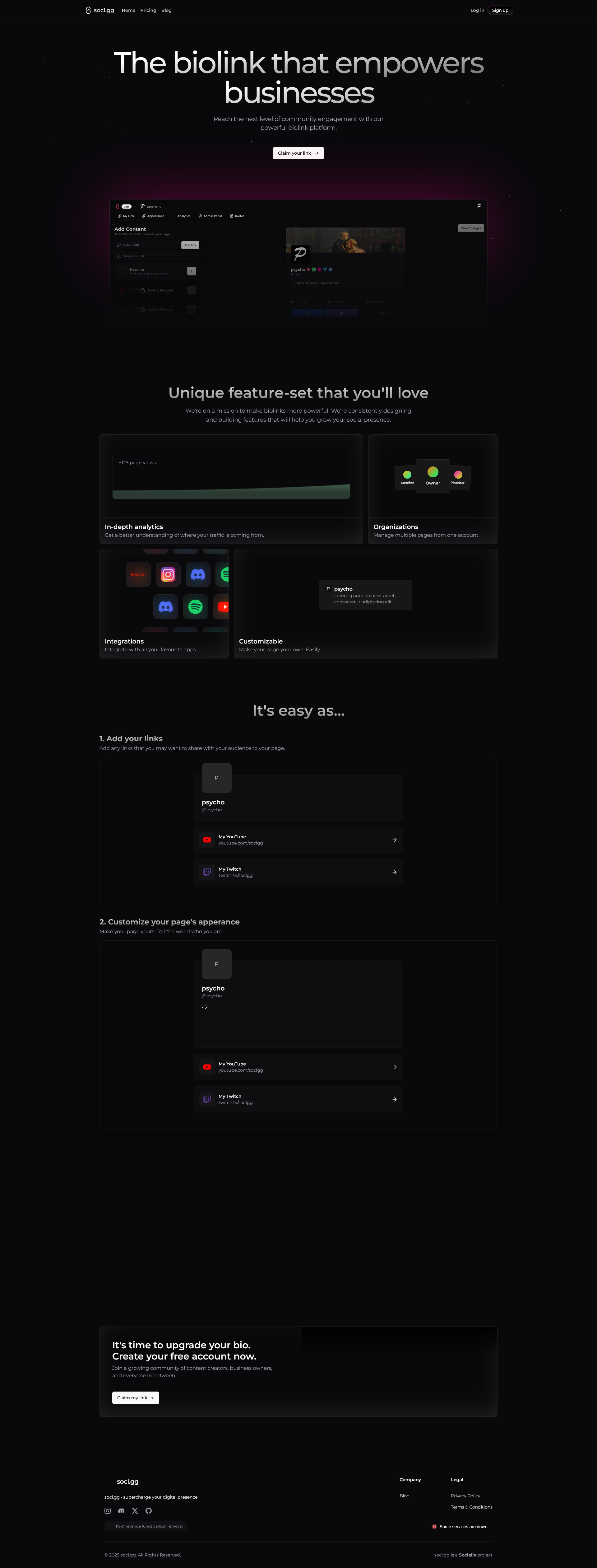 Full Soclgg marketing page screenshot